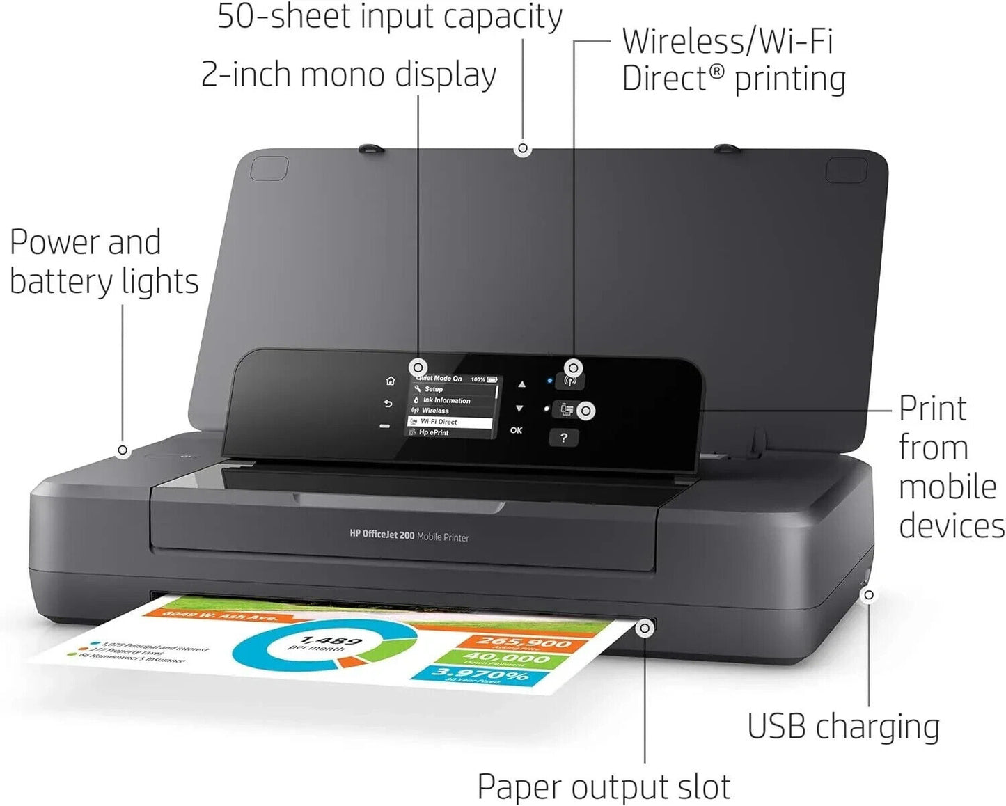 CHEAP HP OFFICEJET 200 A4 COLOR MOBILE COMPACT CARRY WIRELESS INKJET PRINTER