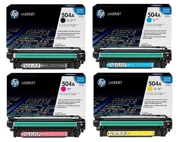 New Sealed Genuine HP504A Full 4 Toner Set CMYK (7k) For HP CP3525 & CM3530