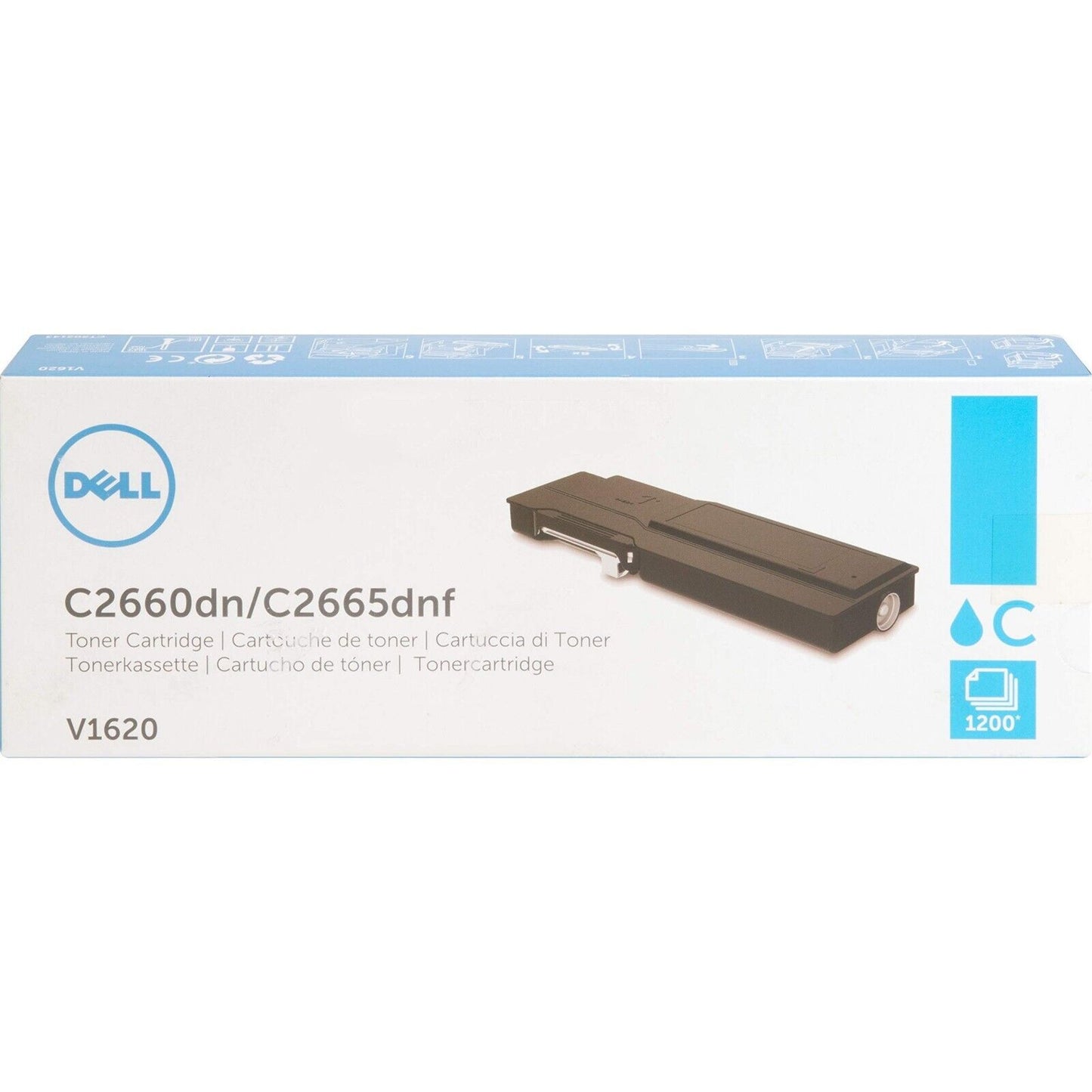 New Genuine Sealed Dell V1620 Cyan 1200 Toner For Dell C2660dn/C2665dnf