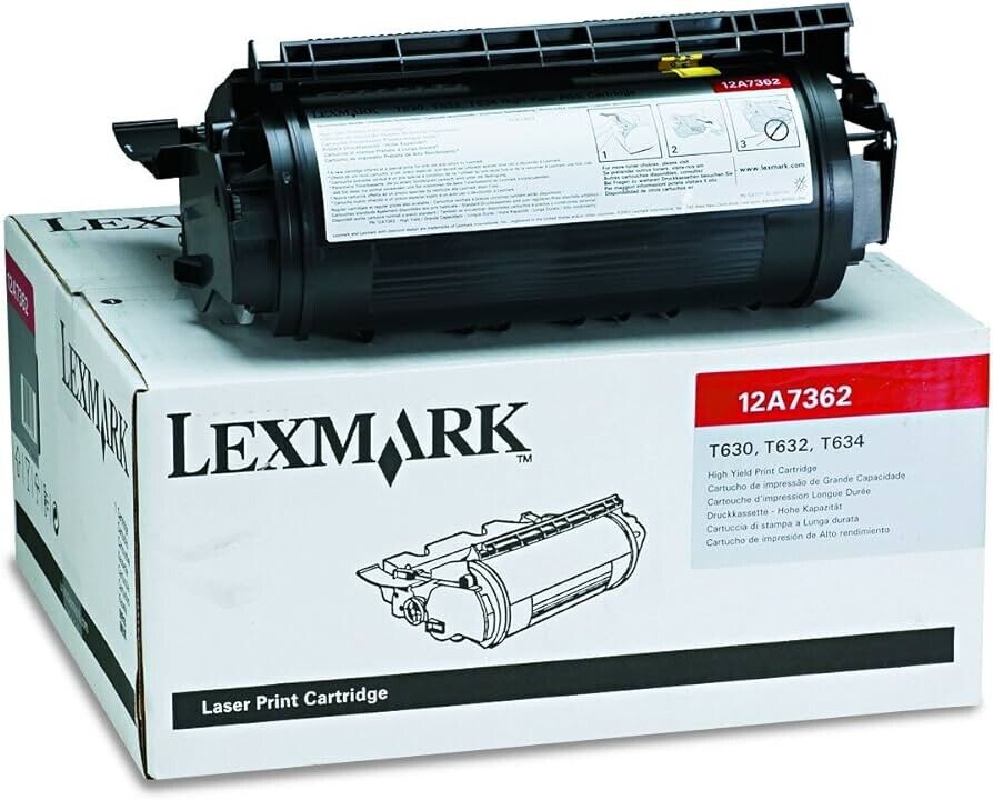 New Genuine Lexmark 12A7362 Black High Yield Toner Cartridge For T630/T632/T634