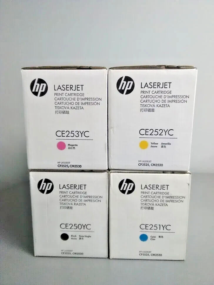 New Sealed Genuine HP504A Full 4 Toner Set CMYK (7k) For HP CP3525 & CM3530